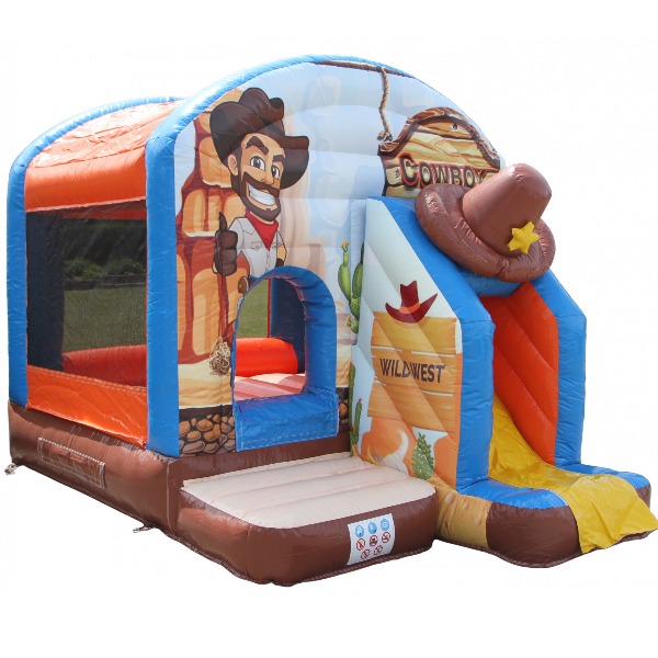 Springkussen Cowboy met glijbaan 4x3