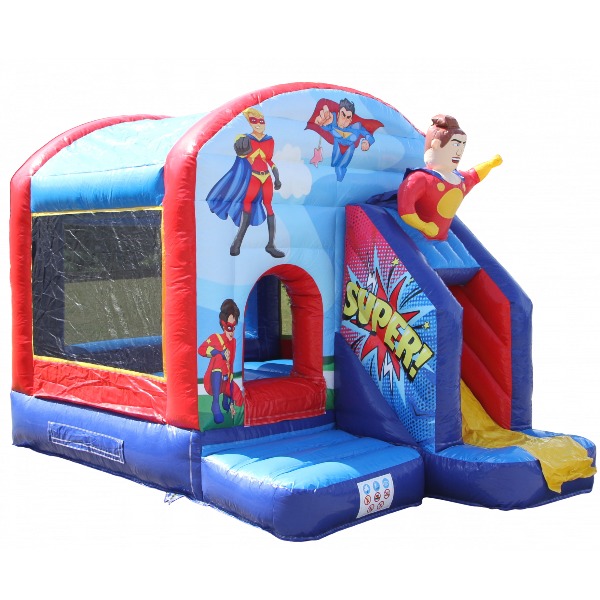 Springkussen Superhelden met glijbaan 4x3